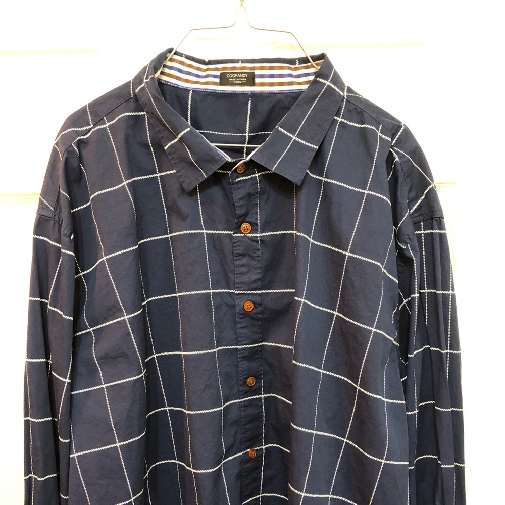 Coofandy navy shirt size XXXL plaid cuffs